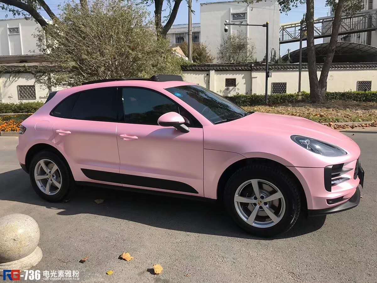 保时捷卡宴贴马卡龙樱花粉