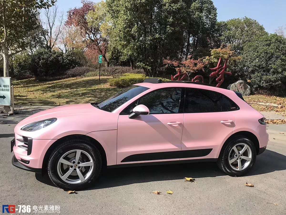 保时捷卡宴贴马卡龙樱花粉