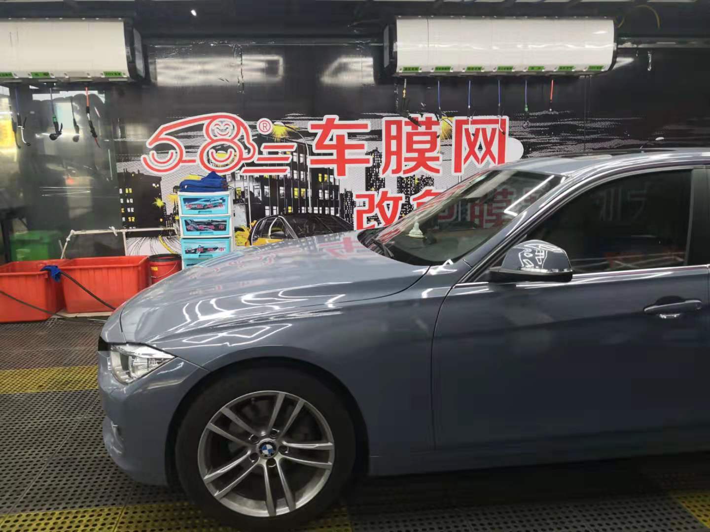 宝马320LI贴水晶水泥灰