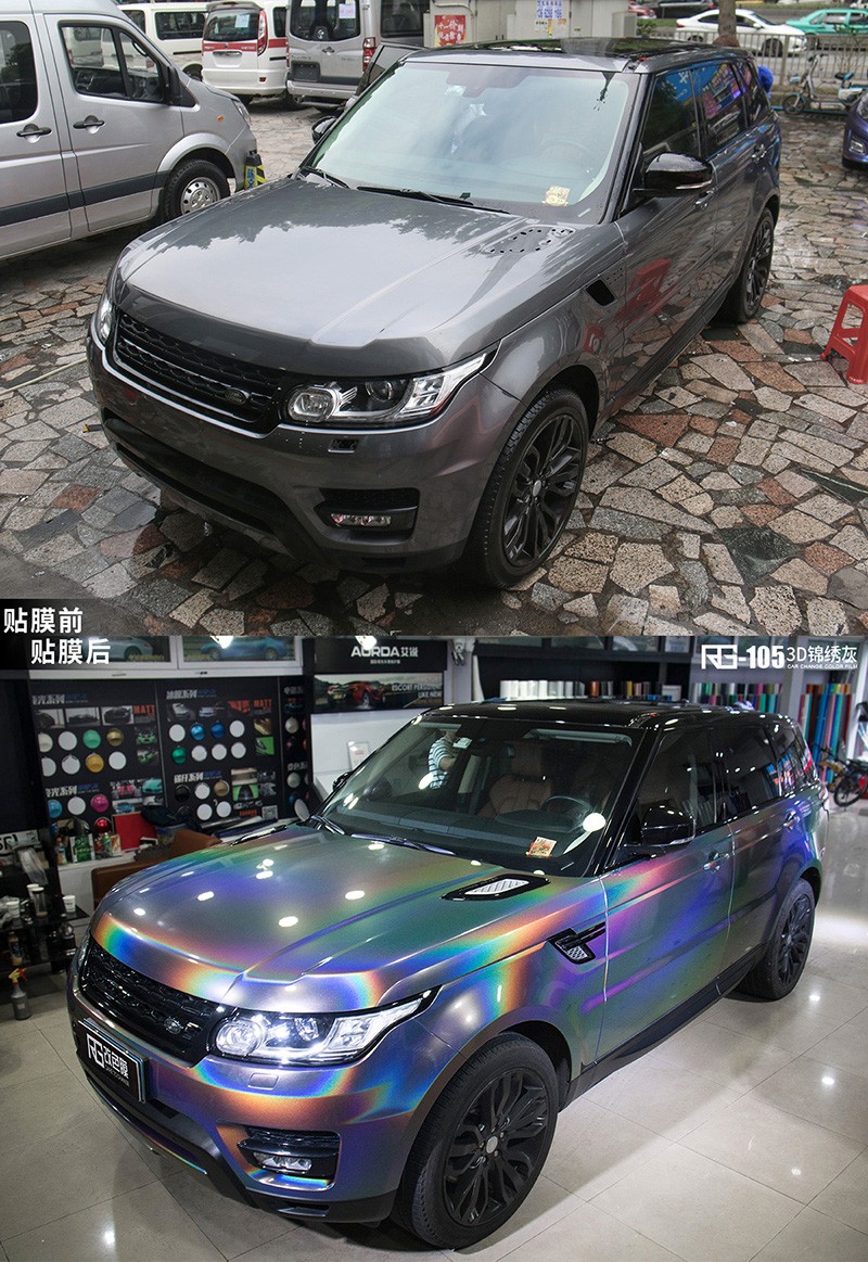 路虎揽胜车身改色贴膜3D炫彩灰