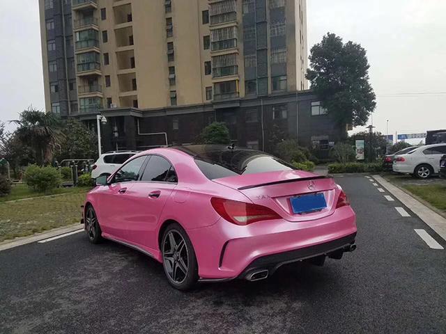 奔驰cla车身改色贴膜案例: 超亮金属口红