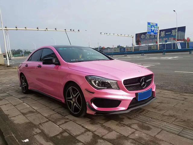 奔驰cla车身改色贴膜案例: 超亮金属口红