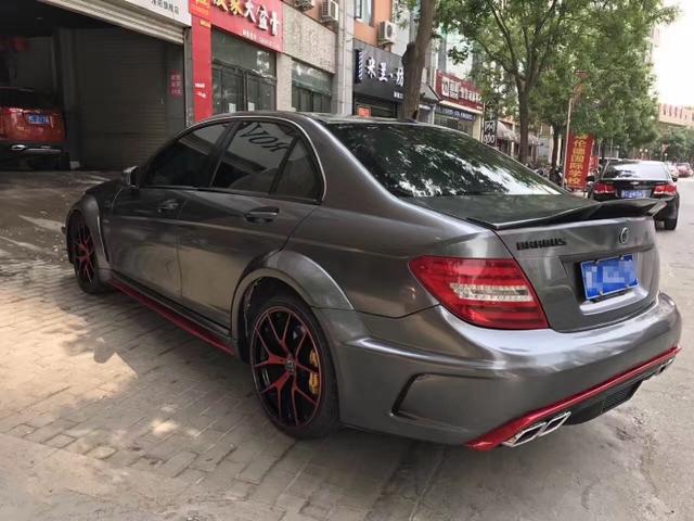 奔驰C级金属烟枪灰车身改色案例