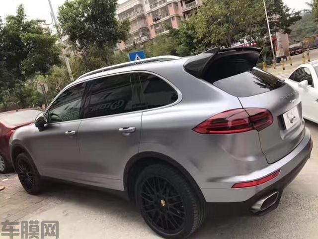 卡宴改色贴膜案例 电光铁灰帅不帅大家说了算