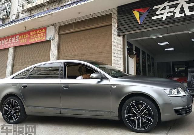 奥迪A6汽车电光金属钛灰车身改色贴膜效果图
