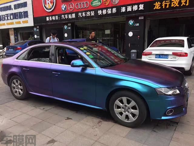 奥迪A4L全车改色电光紫魅蓝案例
