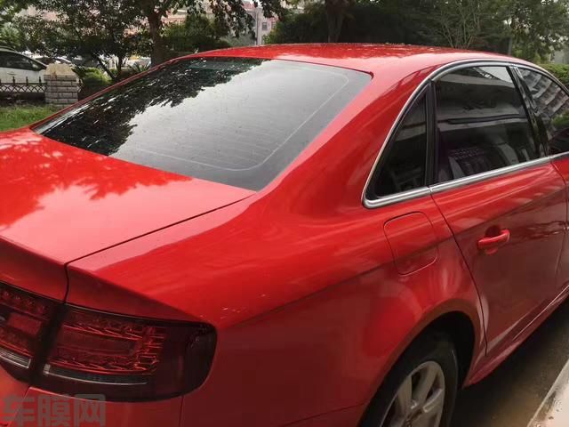 奥迪A4L全车胭脂红车身改色贴膜效果图