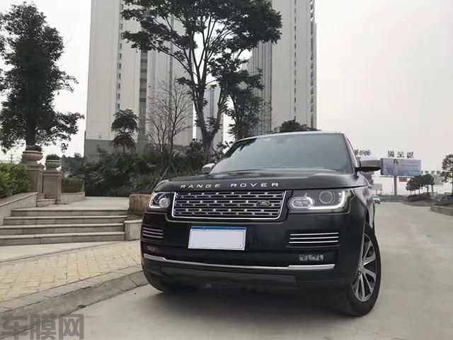 揽胜创世加长版电光金属黑车身改色贴膜作品