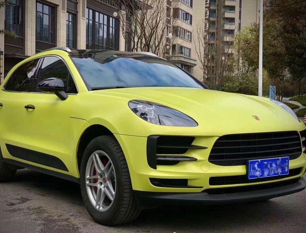 保时捷macan电光嫩芽绿改色贴膜效果图