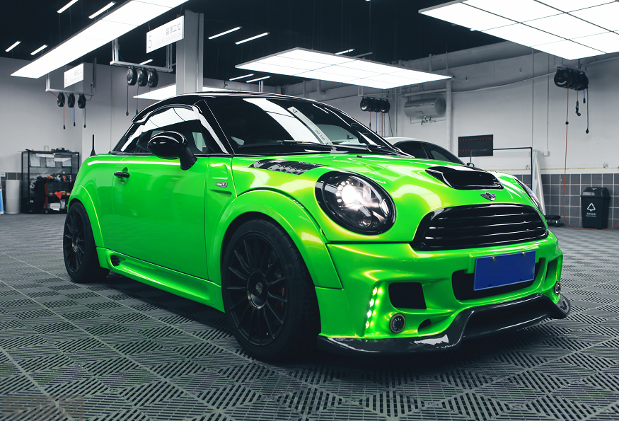 MINI Cooper S 珊瑚金绿贴膜改色效果图