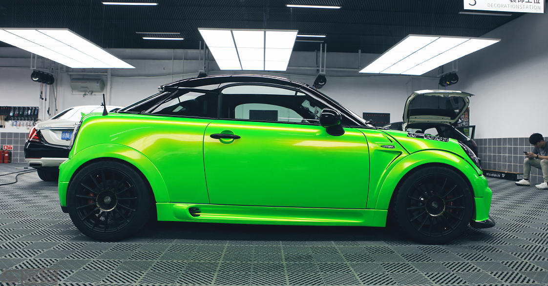 MINI Cooper S 珊瑚金绿贴膜改色效果图