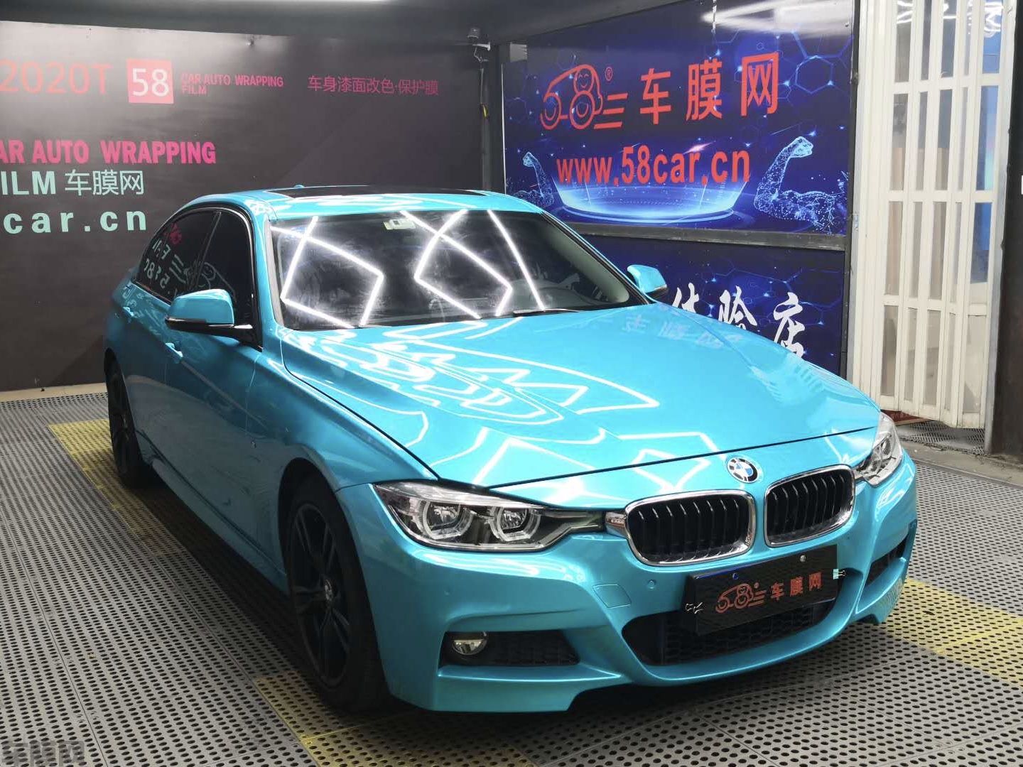 宝马320Li 超亮金属湖水蓝改色膜 效果图