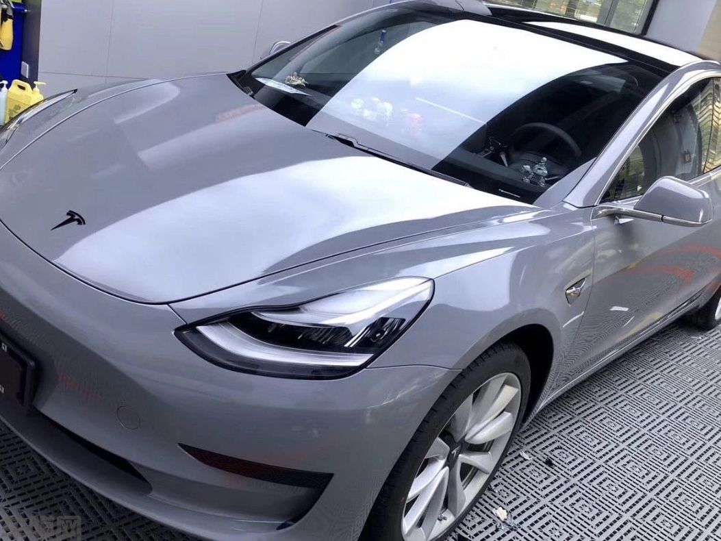 特斯拉Model3 水晶水泥灰（浅）改色贴膜效果图