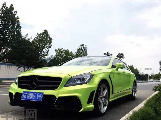 奔驰CLS 超亮水晶荧光黄改色贴膜效果图