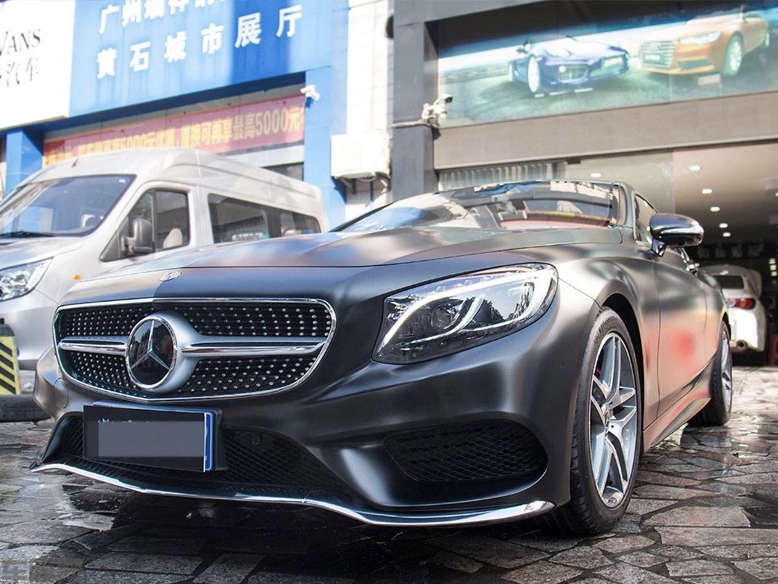 奔驰S400轿跑 电光黑改色膜 效果图