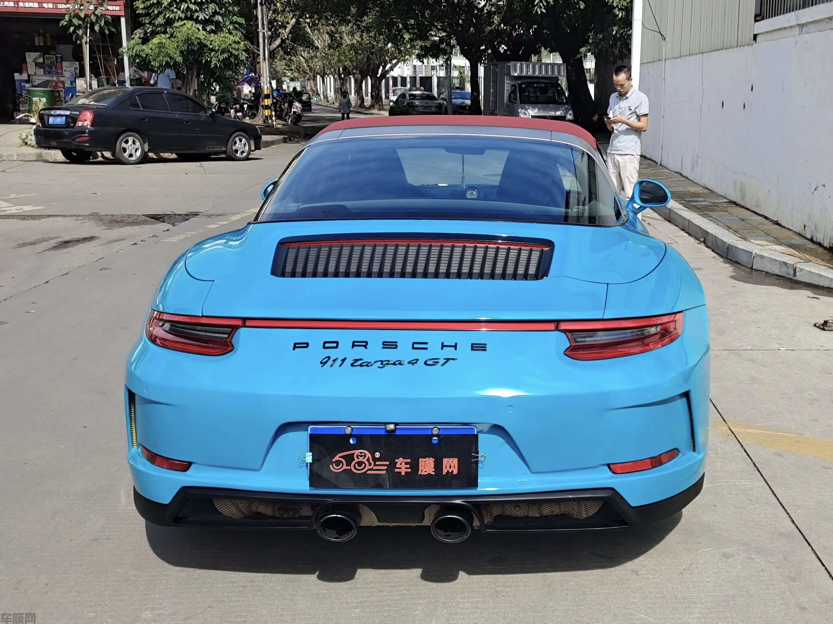 保时捷911 迈阿密蓝改色膜效果图