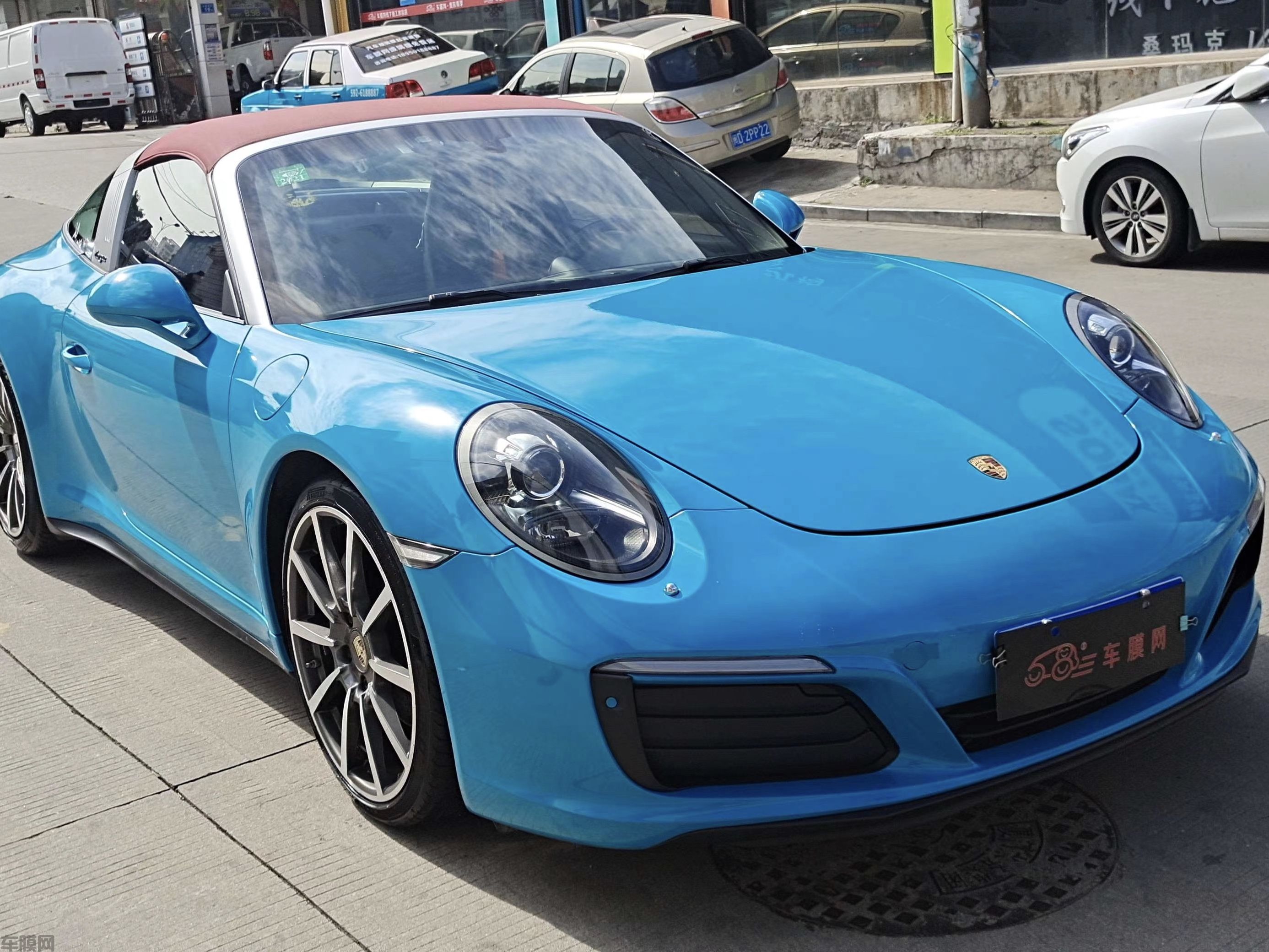 保时捷911 迈阿密蓝改色膜效果图