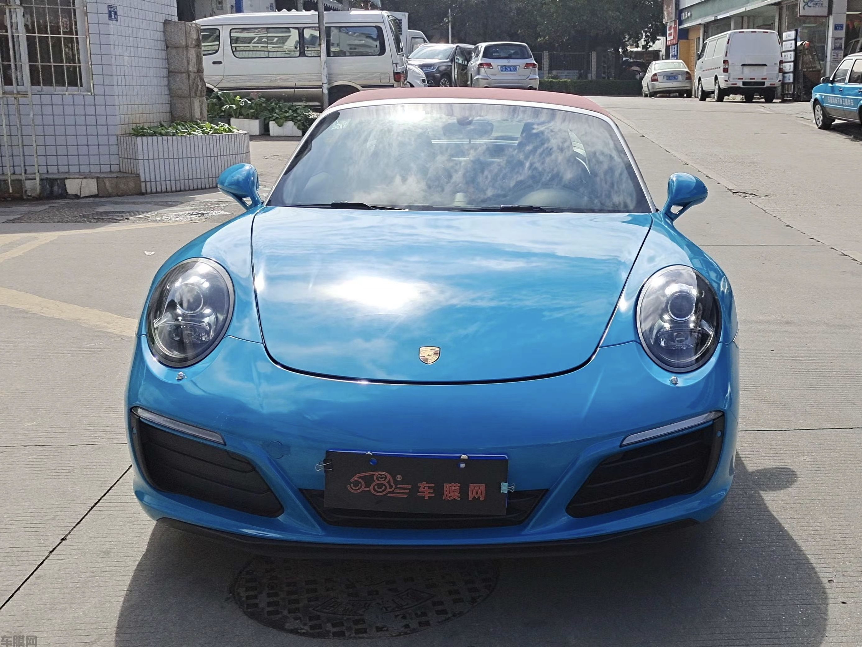 保时捷911 迈阿密蓝改色膜效果图