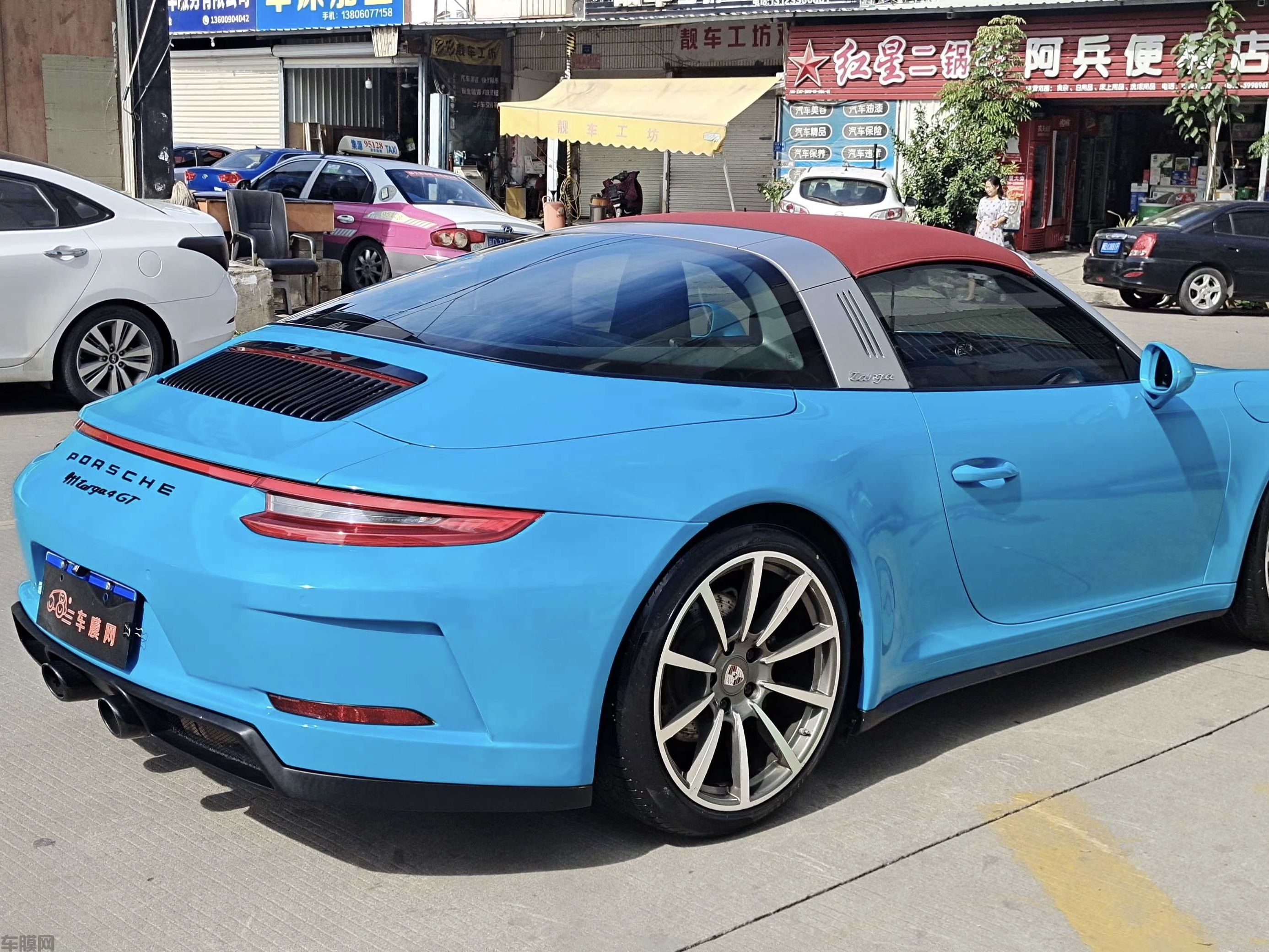 保时捷911 迈阿密蓝改色膜效果图