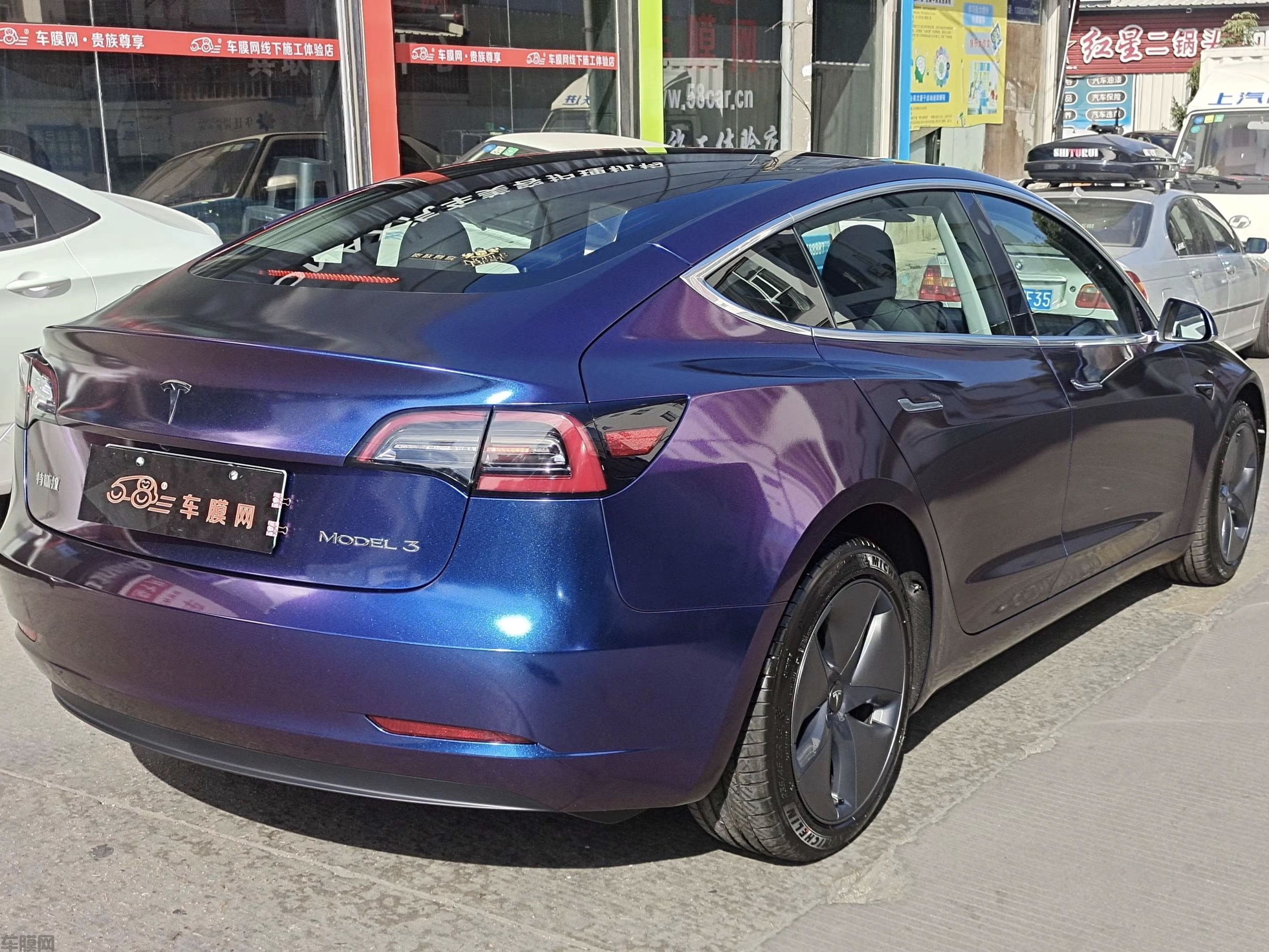 特斯拉Model3 钻石紫魅红改色膜 效果图