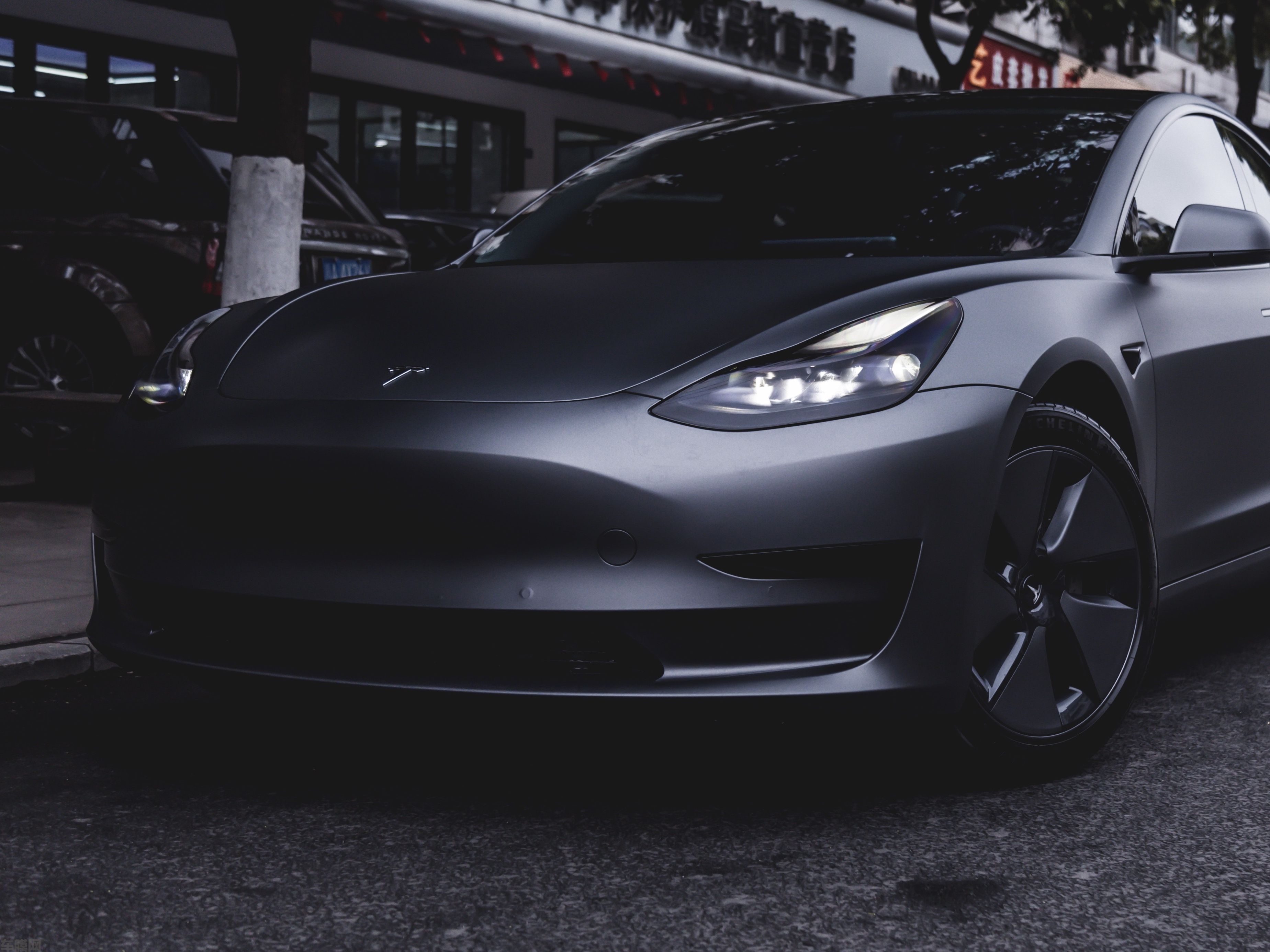 特斯拉Model3 战斗灰改色膜 效果图