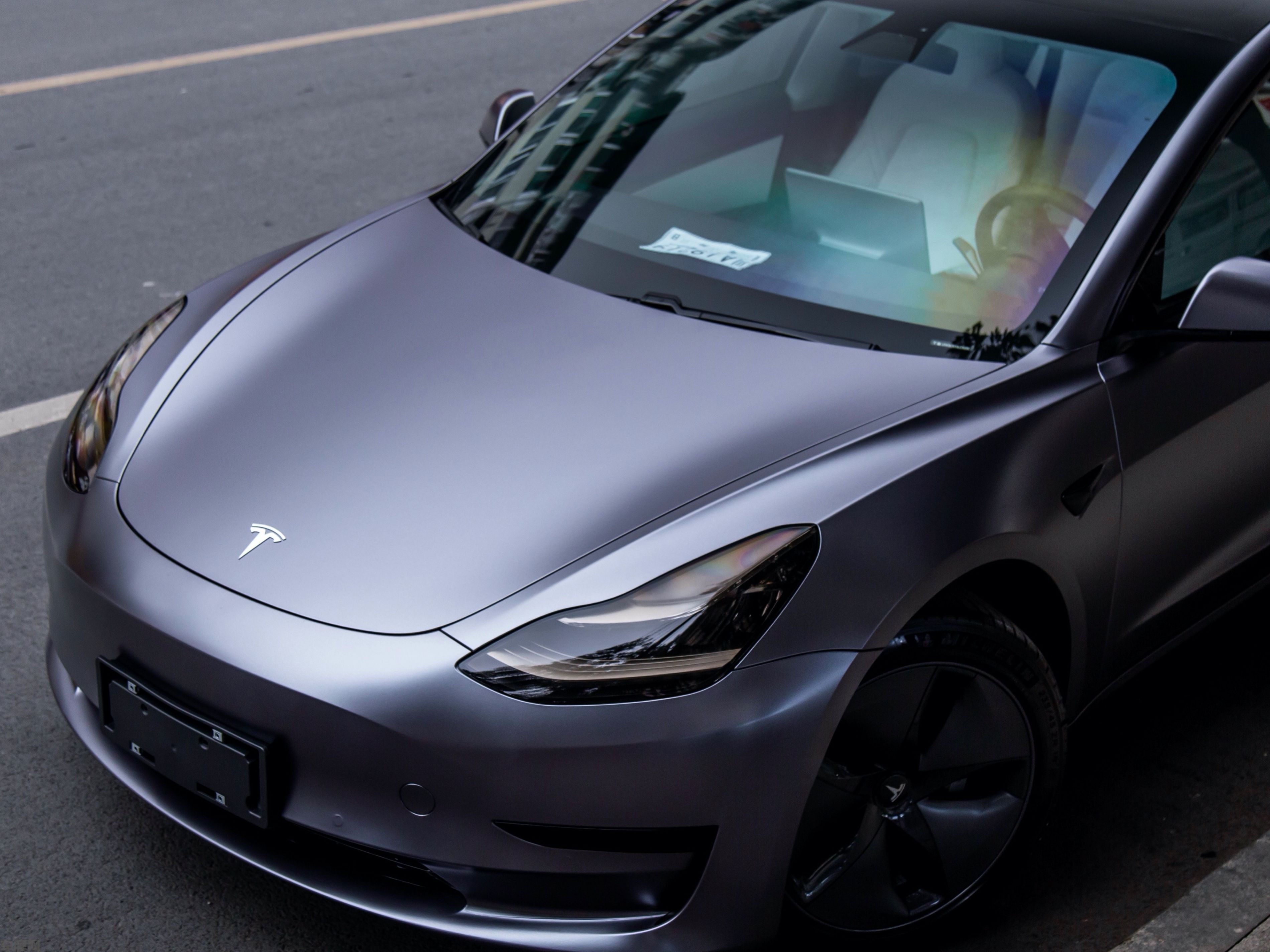 特斯拉Model3 电光碳灰改色膜 效果图