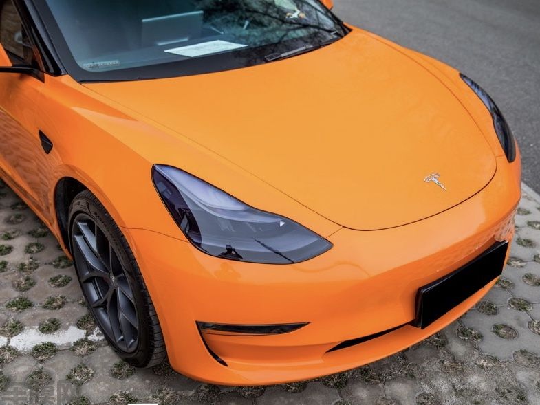 特斯拉Model3 高亮橙改色膜 效果图