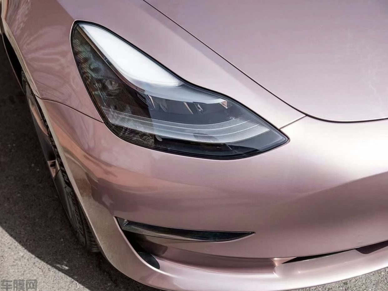特斯拉Model3 冰莓粉改色膜 效果图