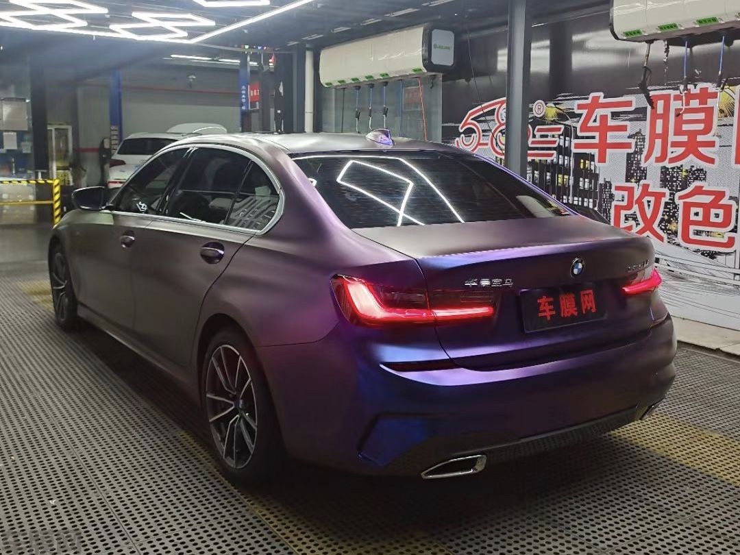 宝马325Li 哑光钻石紫魅红改色膜 效果图