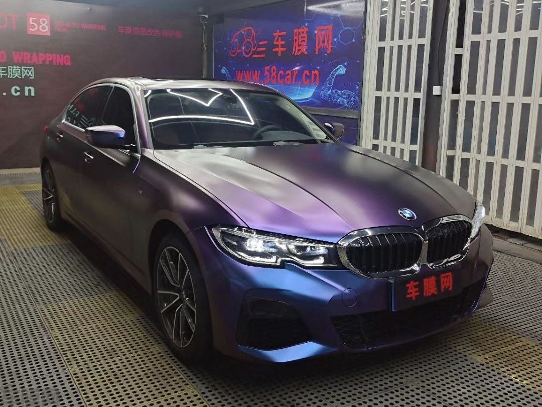 宝马325Li 哑光钻石紫魅红改色膜 效果图