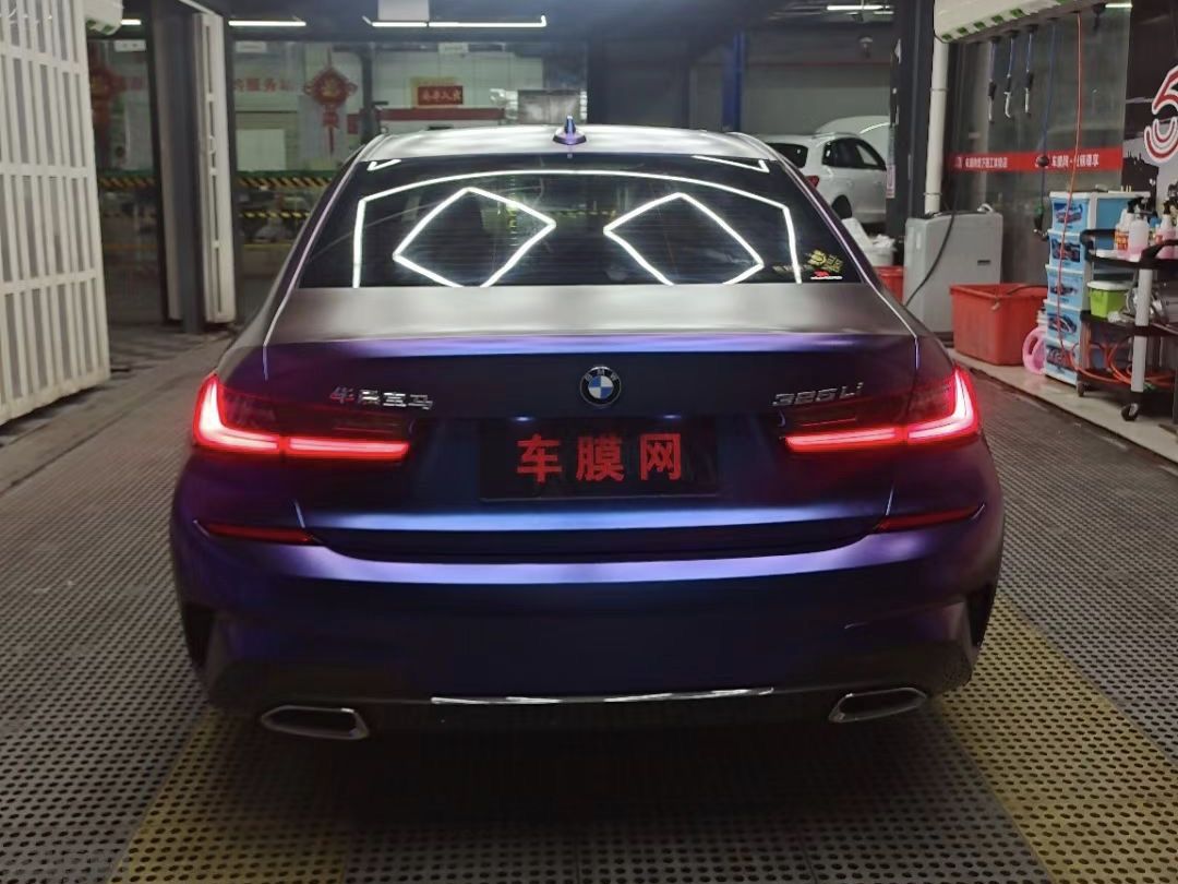 宝马325Li 哑光钻石紫魅红改色膜 效果图