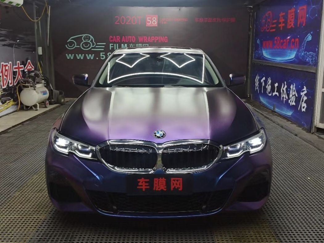 宝马325Li 哑光钻石紫魅红改色膜 效果图