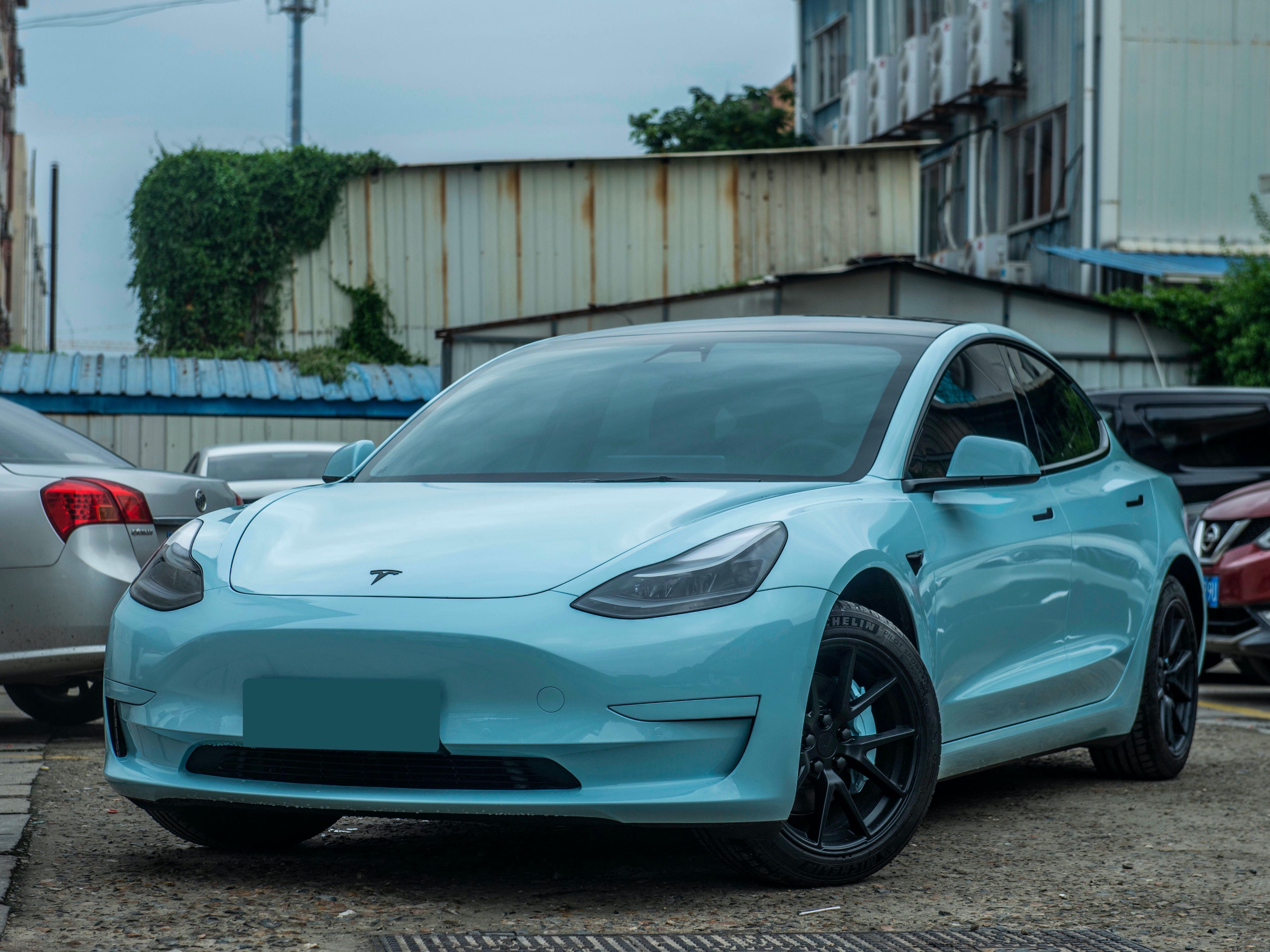 特斯拉 Model 3 冰川蓝改色膜 效果图