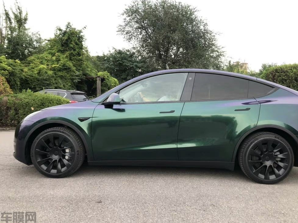 特斯拉Model Y 亮光钻石紫魅绿改色膜 效果图