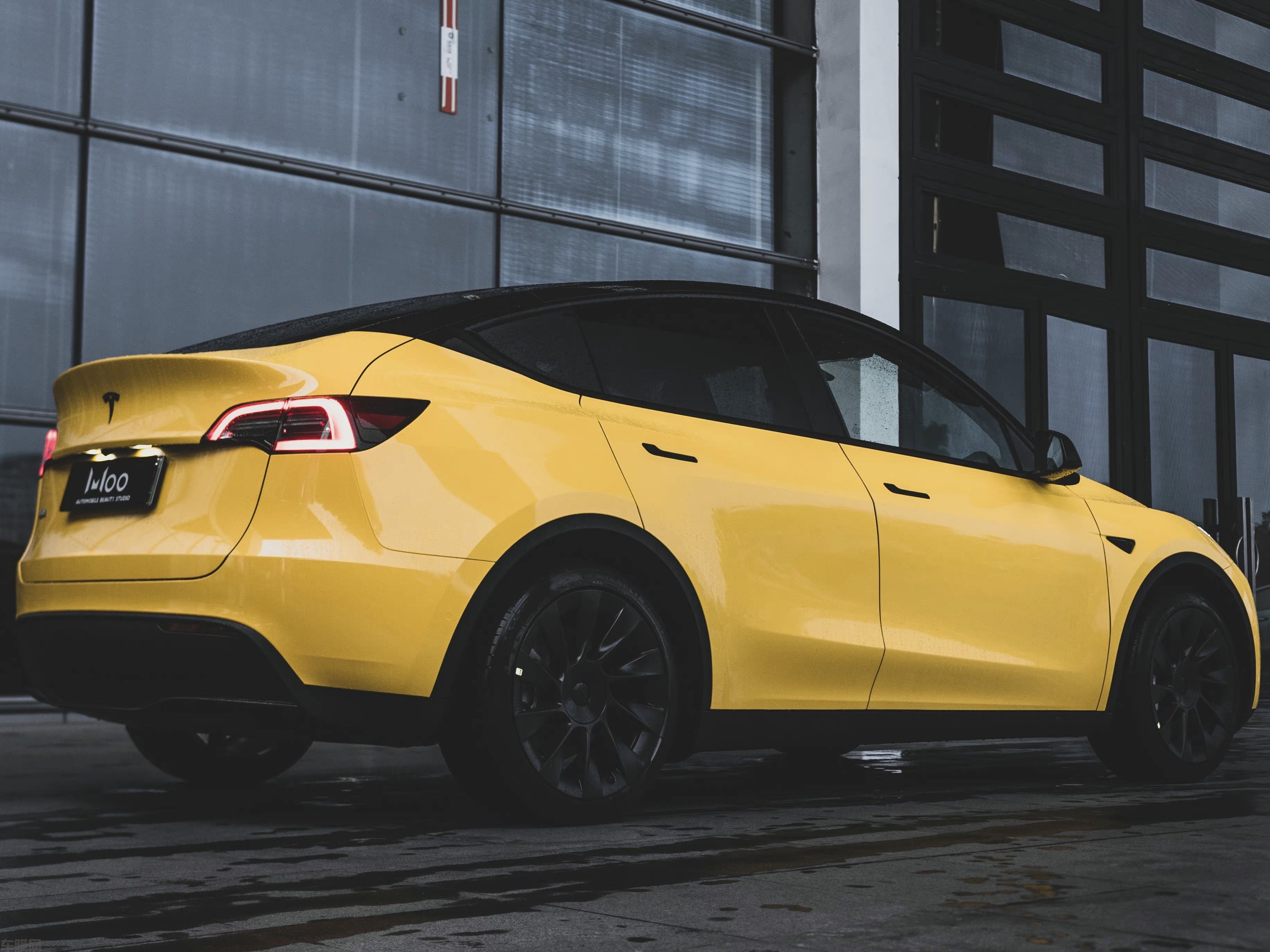 特斯拉ModelY 高光葵花黄改色膜 效果图