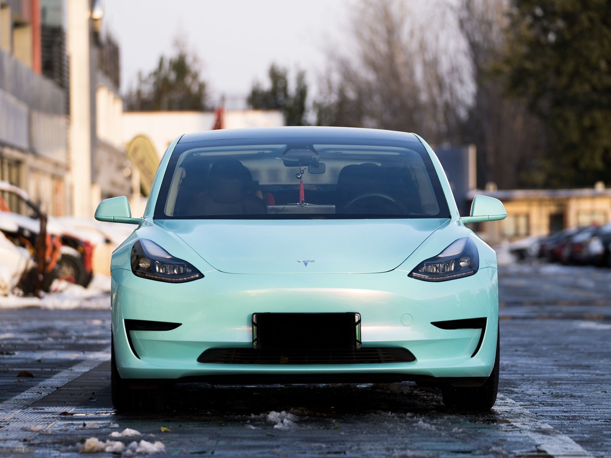 特斯拉Model3 梦幻蒂芙尼改色膜 效果图