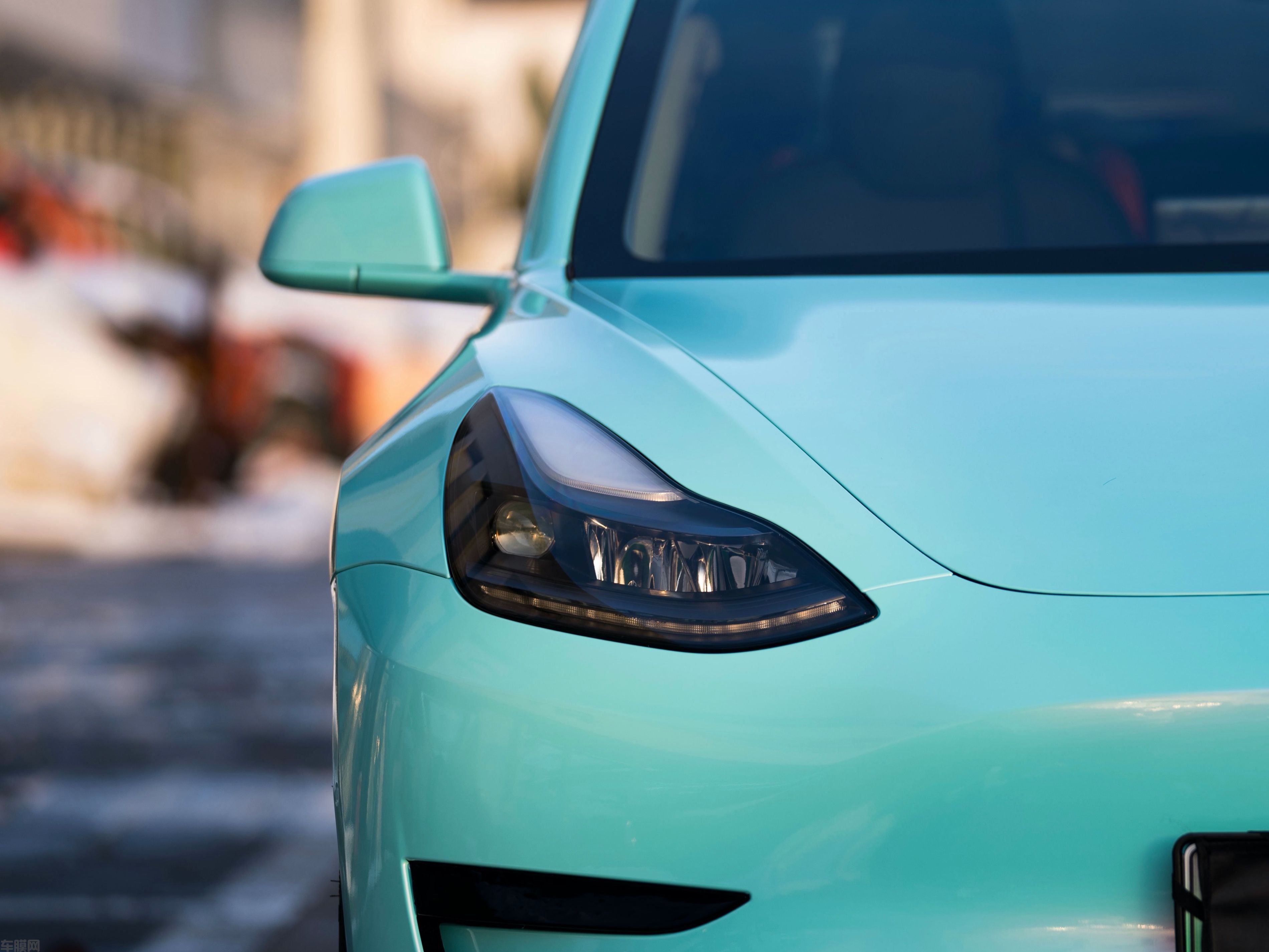 特斯拉Model3 梦幻蒂芙尼改色膜 效果图