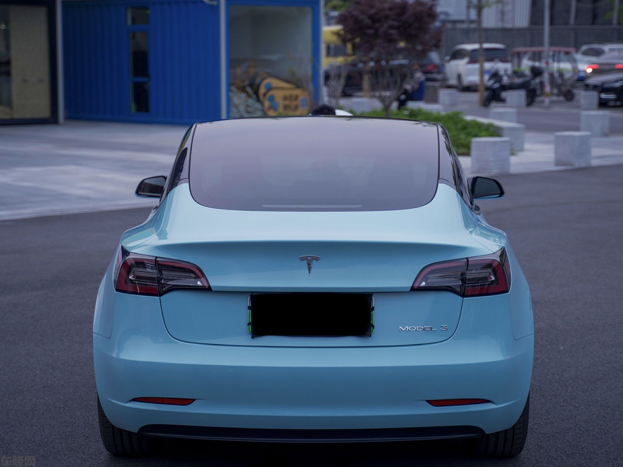 特斯拉Model3 海风蓝改色膜 效果图