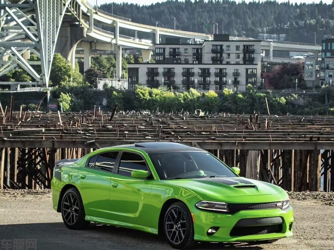 道奇Charger SRT 钢琴蝰蛇绿改色膜 效果图