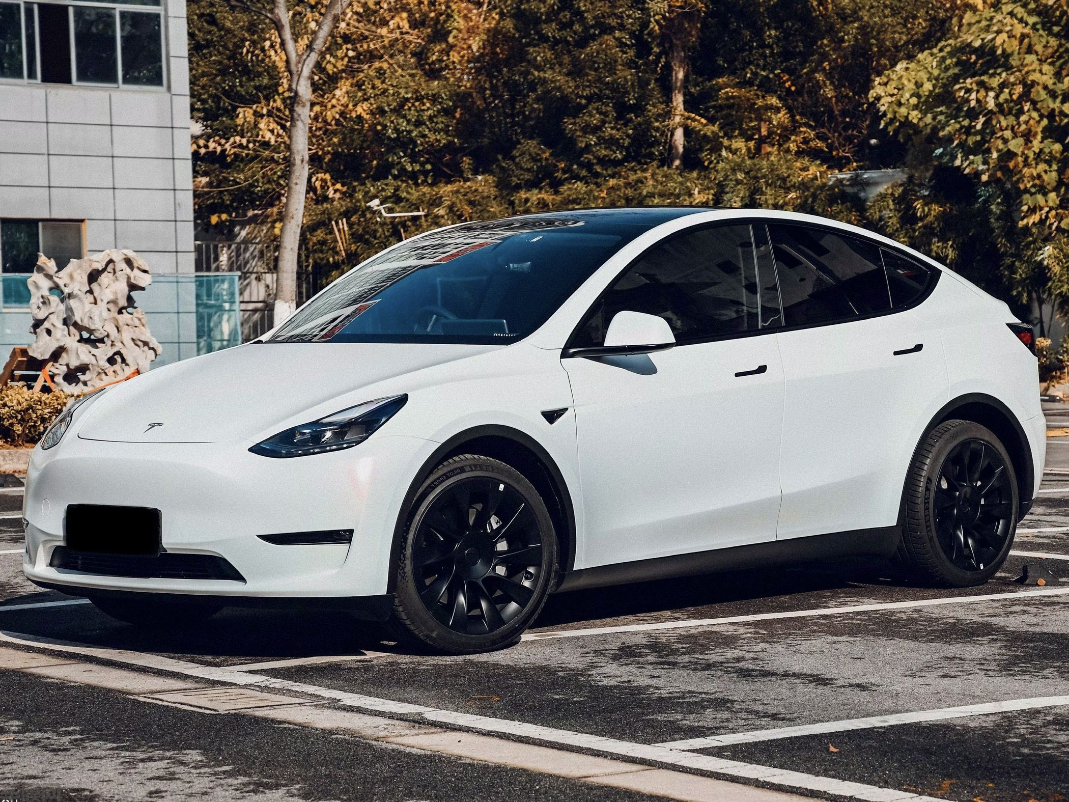 特斯拉ModelY 电光白变紫改色膜 效果图