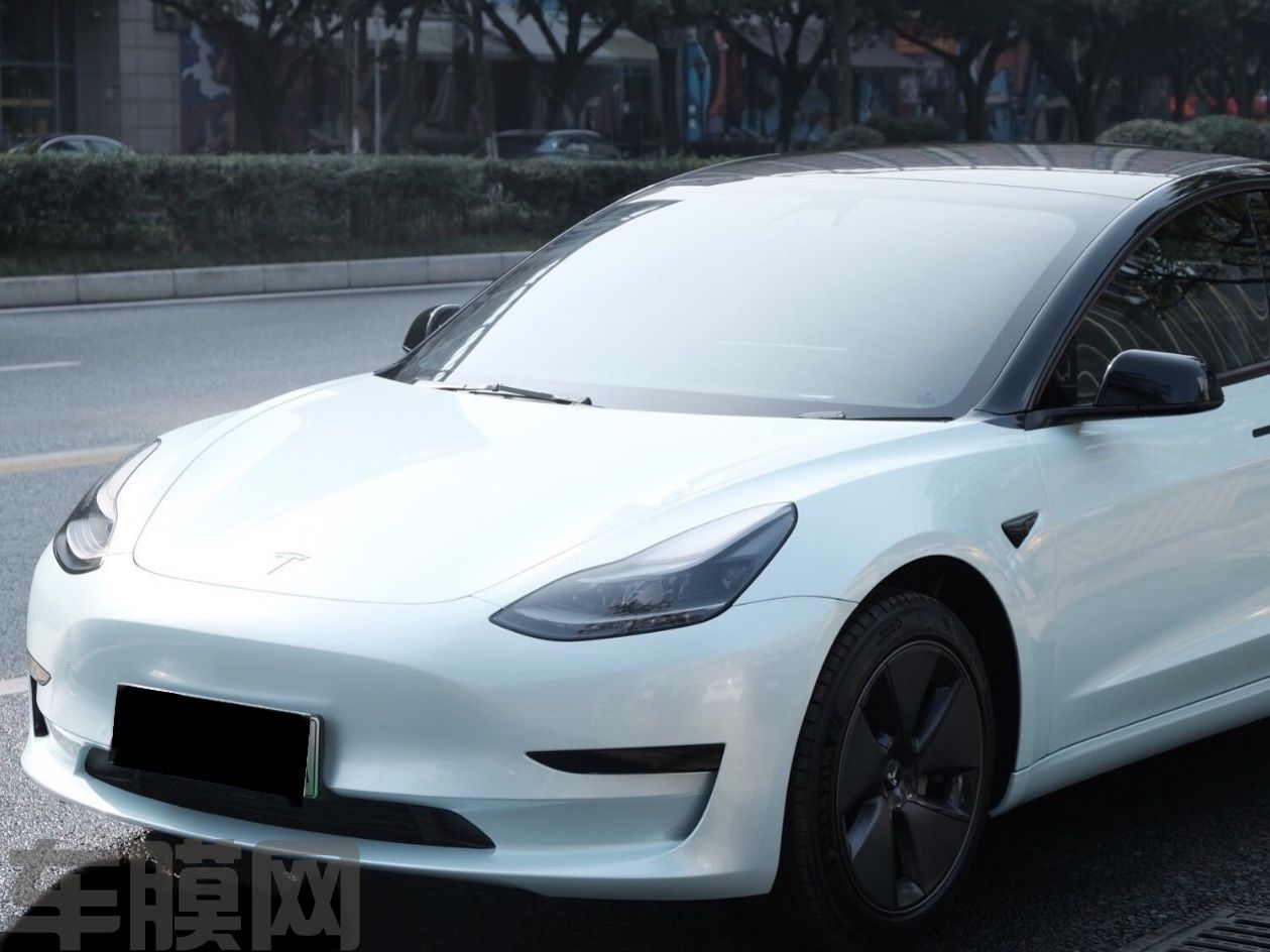 特斯拉Model 3 马卡龙月光玉改色膜 效果图