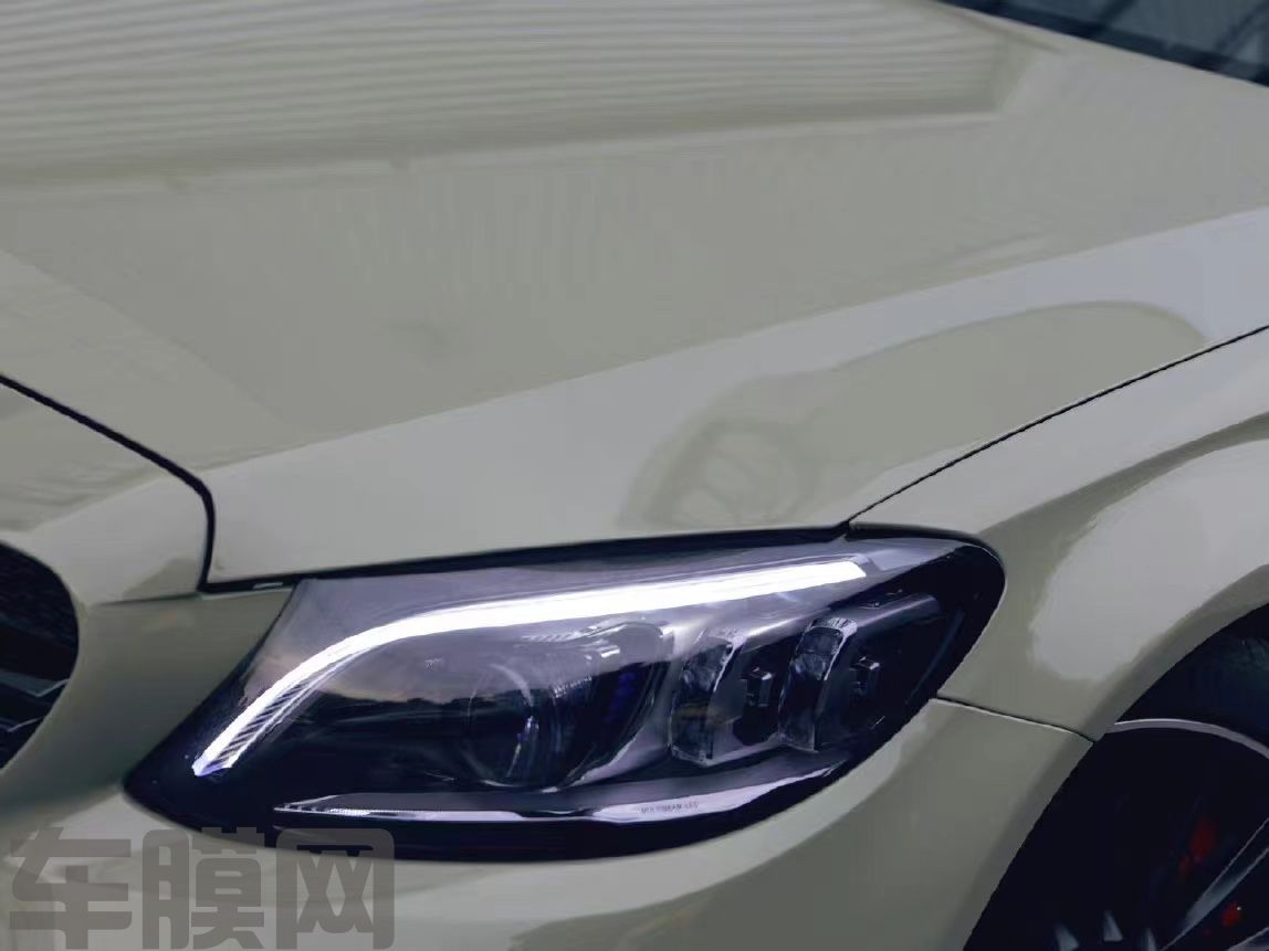 奔驰AMG C43 超亮PET卡其绿改色膜 效果图