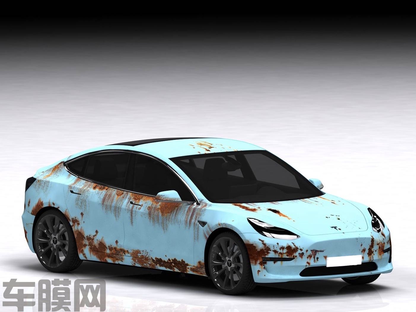 特斯拉Model3 战损系列生锈涂 效果图