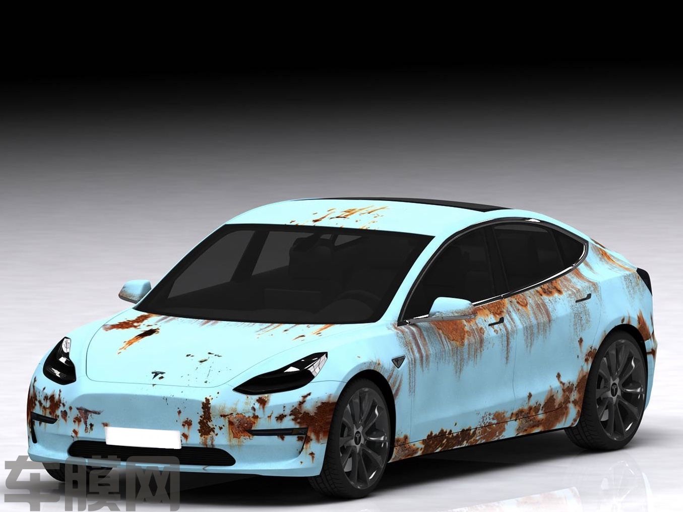 特斯拉Model3 战损系列生锈涂 效果图