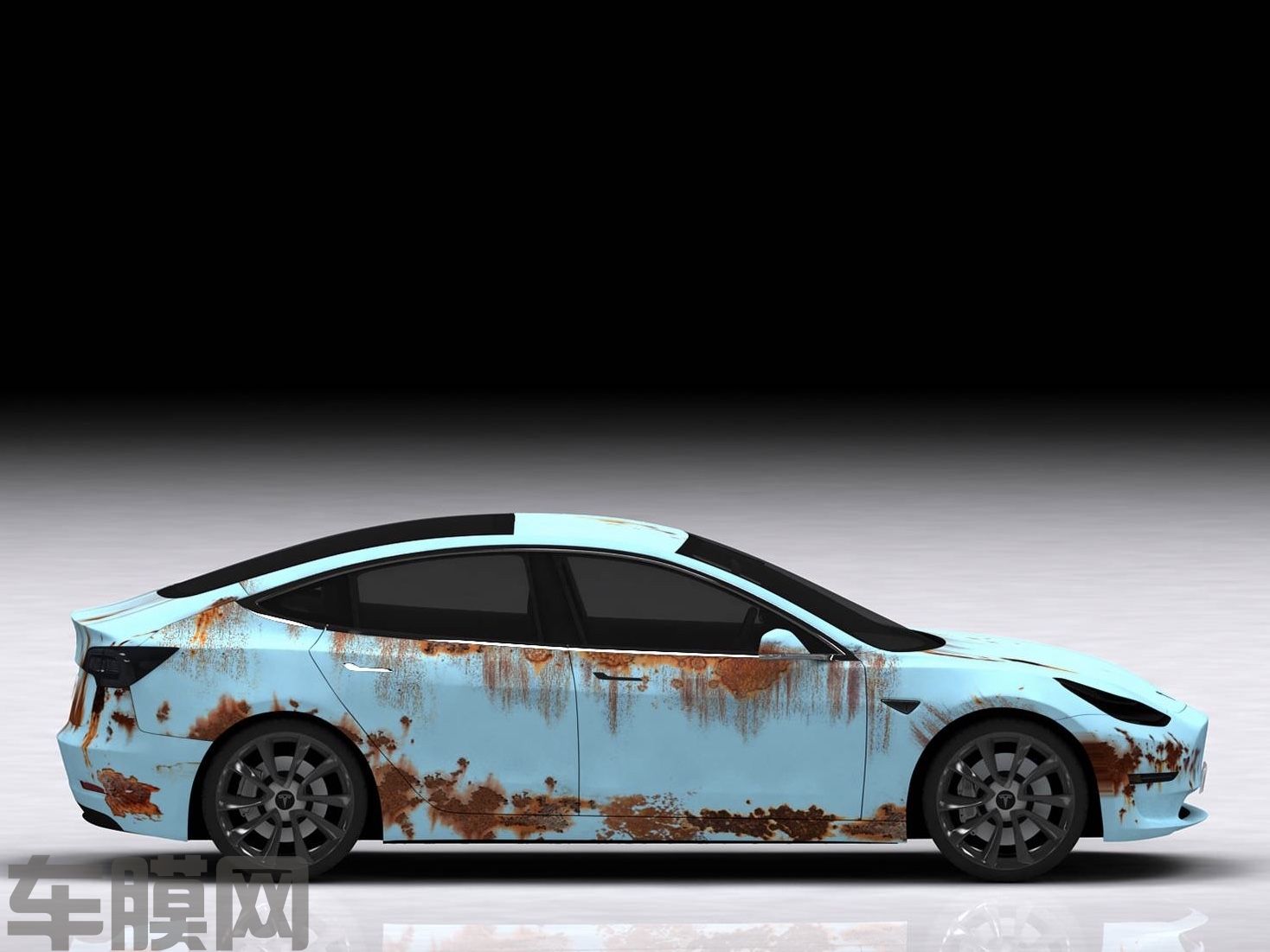 特斯拉Model3 战损系列生锈涂 效果图
