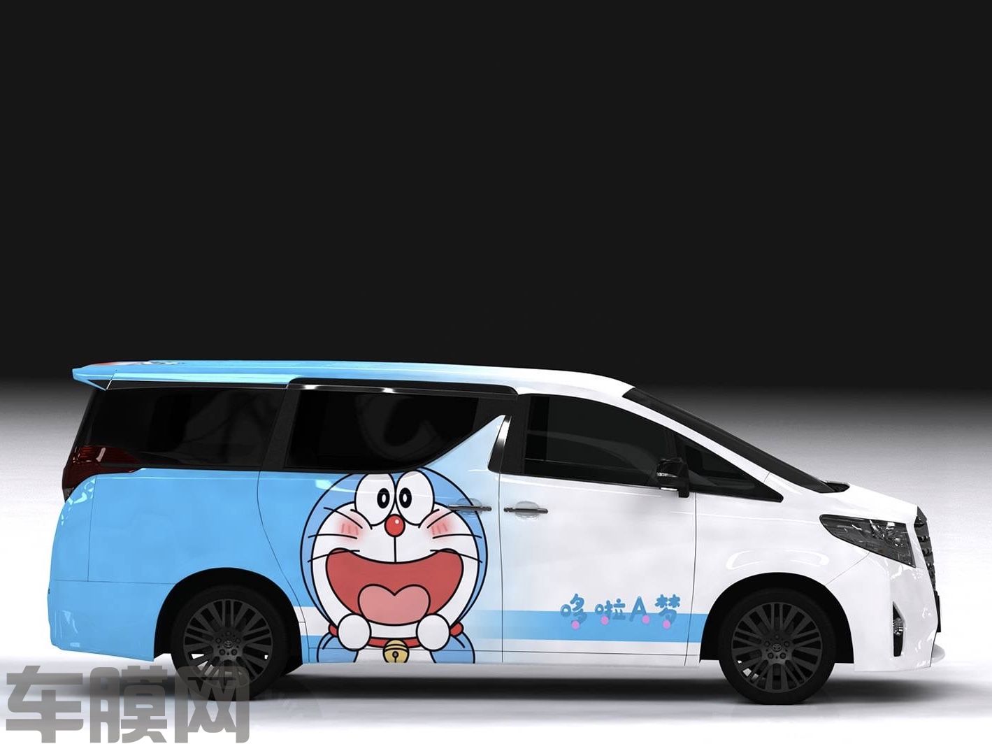 丰田埃尔法 卡通系列蓝色哆啦A梦涂装 效果图