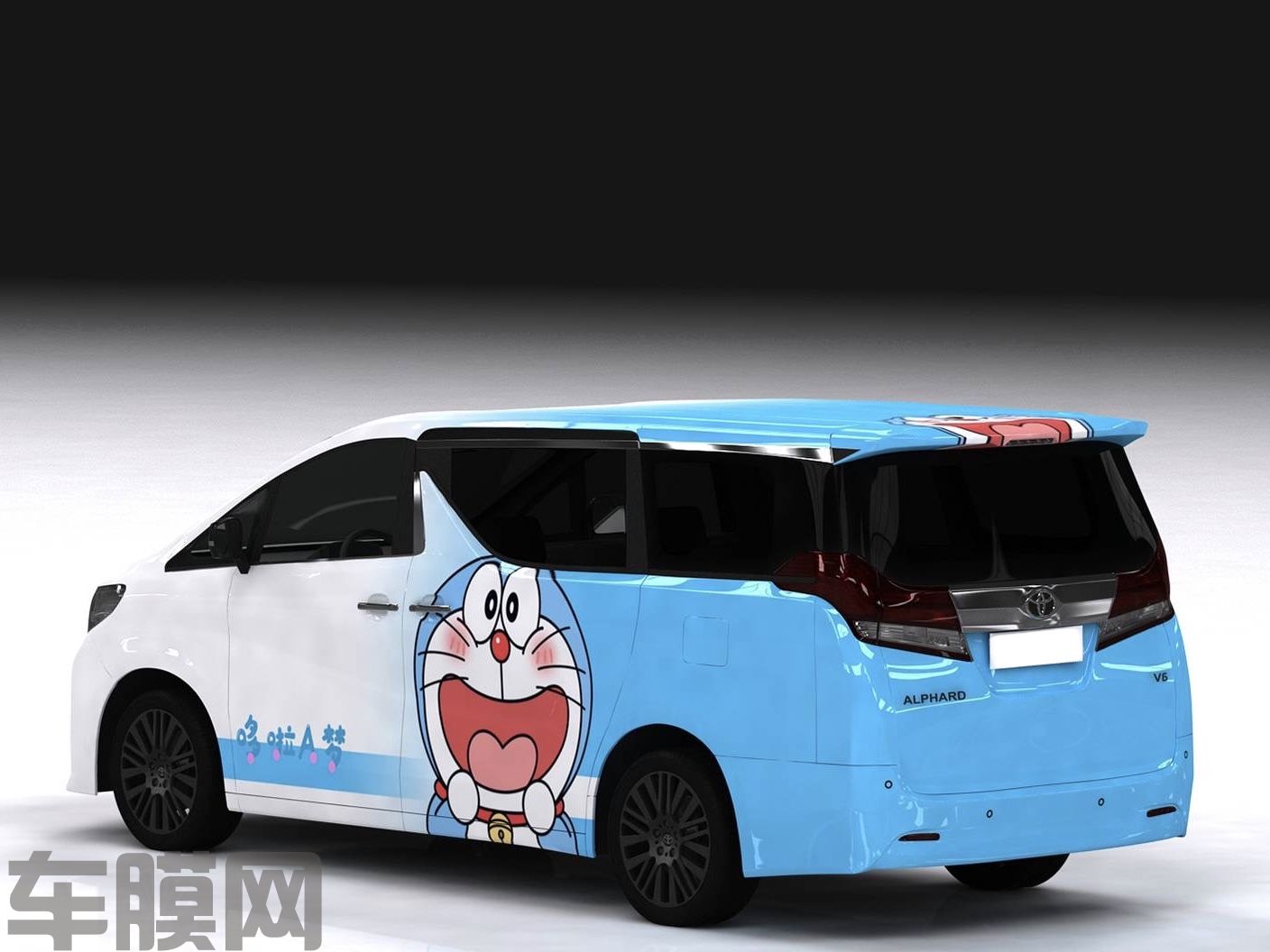 丰田埃尔法 卡通系列蓝色哆啦A梦涂装 效果图