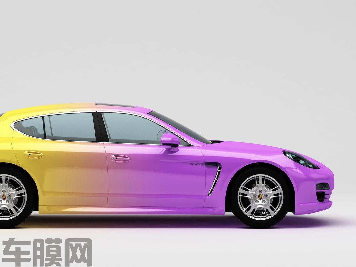 保时捷Panamera 紫黄渐变改色膜 效果图