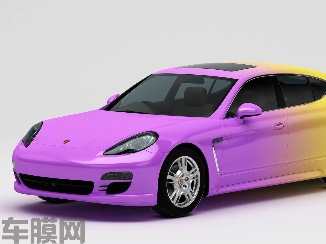 保时捷Panamera 紫黄渐变改色膜 效果图