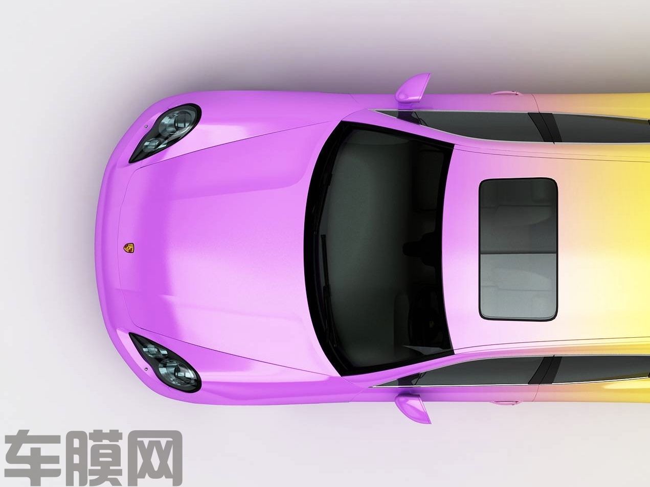 保时捷Panamera 紫黄渐变改色膜 效果图